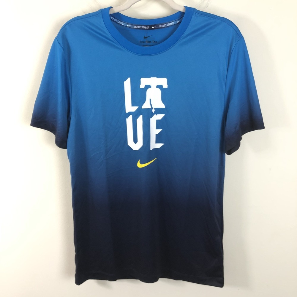 NWT Nike Dri-Fit Philadelphia Phillies City Connect "Love" Shirt Men S Blue MLB